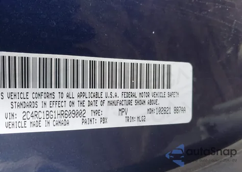 2017 Chrysler Pacifica Touring-L z USA, uszkodzony, nr VIN 2C4RC1BG1HR609002